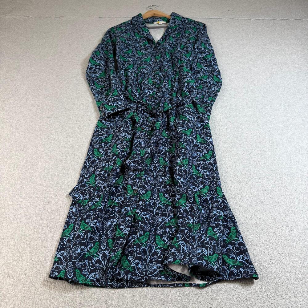 Boden Dress Womens 12R UK 16R Blue Bird Floral Shirt Maxi Jersey Boho Twee Long - Picture 1 of 9